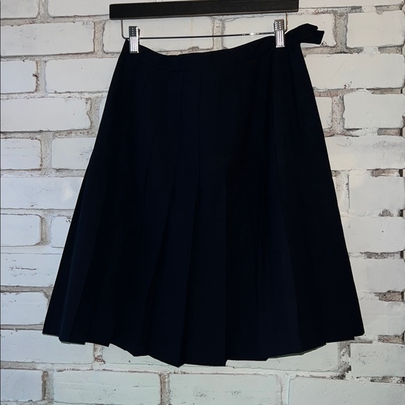 Vintage pleated tennis skirt long enough for workwear woolly & structured - Picture 5 of 9